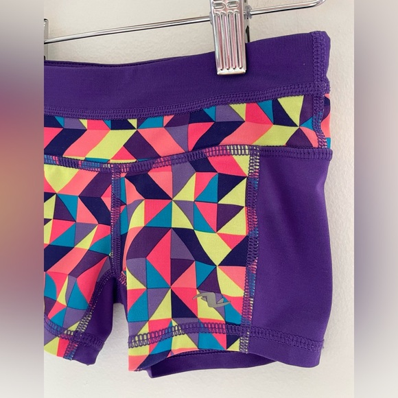 3/$20💥4 Yoga Shorts Spandex Shorts Gymnastics Shorts, Purple Neon Prism Design - Picture 4 of 8